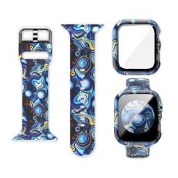 Glass+Cover+Strap for Apple Watch Case 44mm 40mm 41mm 45mm 42mm 38mm sport Silicone bracelet iwatch series 9 8 7 6 5 4 3 SE Band