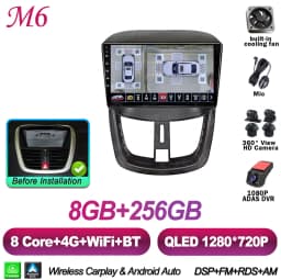 Android 16 7/9 Inch For Peugeot 206+ 207 207CC 2006 - 2015 Stereo Head Unit 2K QLED GPS Navigation Touch Screen 5G RDS 8 Core
