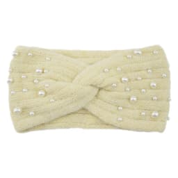 Pearl Headband Winter Ear Warmer Knitted Cross Headwrap Turban Wide Brim Headwear for Women Girls Fashion Hair Accessories