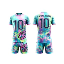 Summer New Style # Yamal No.10 # Men's and Women's Football T-shirt Shorts Set Loose Quick Drying Training Clothes Kids