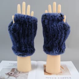 2026 New Fashion Real Rex Rabbit Fur Gloves Women Winter Genuine Fur Mittens Girl Fingerless Gloves Wrist Warmer Elastic Fluffy