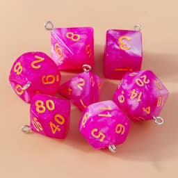 Leslie 7pcs/set Colorful Different Number Acrylic Dice Charms Game Props Multi-faceted Digital Dice for DIY Jewelry Making