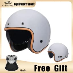 Jet Helmet DOT Open Face Helmet for Men Women Retro 3/4 Motorcycle Helmets Vintage Cafe Racer Half Face Helmet Capacete De Moto