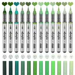 Acrylic Paint Markers ,12 pcs Brush Tip Acrylic Paint Pens Set with 9 Professional Color Series for DIY & Art Supplies