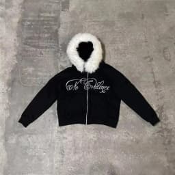 Plush lining solid color pattern Hoodie casual chic Y2K top rock fashion street retro grunge punk hip hop Harajuku couple Hoodie