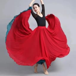 Both Sides Can Wear Dance Skirt Women Double Chiffon Skirts Elastic Waist Lace-up Maxi Skirts Elegant Female Big-hem Skirts 2026
