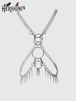 HERSHINE Women's Sexy Silver Ring Spike Body Chain Set, Y2K Gothic, Punk, Harajuku, Rock & Hip Hop Accessories,spring,summer