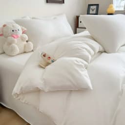 Ins Style Solid Color Duvet Cover Set Washed Cotton Bedclothes Comforter Cover Pillowcase Soft Bedding Sets Quilt Covers 220x240