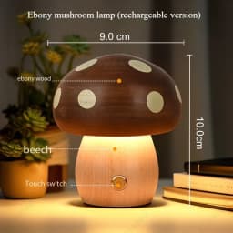 Creative LED Solid Wood Mushroom Night Light Bedroom Bedside Atmosphere Lighting Children's Room Desk Lamp