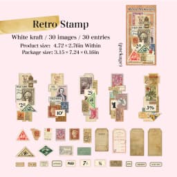 30 Sheets Vintage Memory Series Border Insect Collage Stickers for Scrapbooking DIY Frame Decals Computer Laptop Phone Luggage