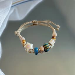 China Ethnic Retro Jingdezhen Ceramic Star Round Bead Rope Chain Bracelet for Women Friendship Charm Jewelry Accessories Gifts