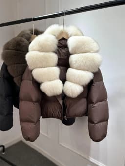 Janveny 2025 New Puffer Jacket Women With Large Natural Fox Fur Collar Short Fluffy Thick Parkas Female 90% White Duck Down Coat