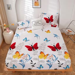 1 piece of bed sheet for bedroom 100%Polyeste Elastic Band Around bedding Fitted Sheet Only (excluding pillowcases)