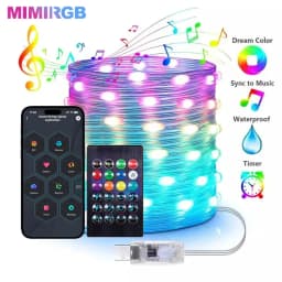 RGBIC Fairy String Lights W/APP Control Music Sync 12 Modes IP65 Waterproof USB Powered for Birthday Party Garland Home Decor