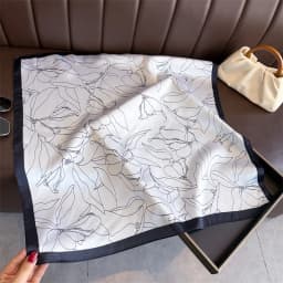 Luxury Line Drawing Floral Square Scarf For Women Silk Scarves Ladies Bandanas Hijab Neckerchief Elegant Shawl Wraps For Travel