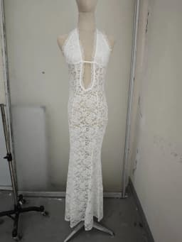 2026 New Women Sexy Lace Patchwork White Maxi Dress Flared Sleeve Off Shoulder Bodycon Gowns Lady Evening Night Party Robes