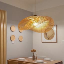 HandMade Bamboo Weaving LED Pendant Lamp Home Decor Hanging Chandelier Lighting Living Room Kitchen Vintage Rattan Woven Light