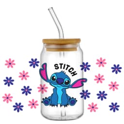 popular UV DTF 3D Cup Wrap Sticker Cute Cartoon blue Monster Design For 16oz Mugs DIY Durable Decal Transfer stickers