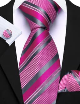 Fashion Diagonal Striped Tie Set for Men Formal Party Business Wedding Necktie Handkerchief Cufflinks 3PCS Suit Accessories