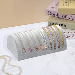 1 Piece, Flannel Half-Round Pillow Necklace Display Stand for Necklace and Bracelet Display and Storage