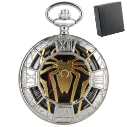 Gold Hollow Spider Design Quartz Pocket Watch Silver Half Hunter Pendant Necklace Clock Best Gifts Boys Men Women New 2019