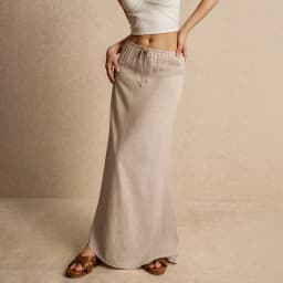 Women's Basic Versatile Drawstring Low Waist A Line Casual Skirts Sexy Tight Solid Color Bodycon Long Maxi Skirts
