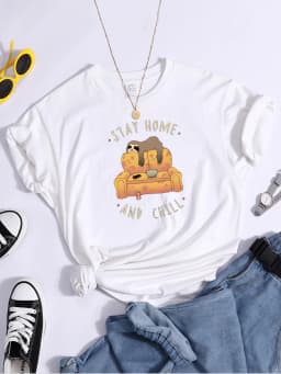 Sloth On The Sofa Personality Letters Printing Tshirts For Women Crewneck Harajuku Women's T-Shirt Casual Punk Woman Clothes