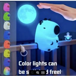 Cute Capybara LED Night Light 7 Colors Touch Cartoon Silicone Bedside Sleep Lamp for Kids Birthday Gift for Children's Room