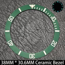 Sloping 38mm * 30.6mm Ceramic/Aluminum Blue Luminous Bezel GMT and Diving Watch Insert Fit for 40mm Watch Case Replacement Watch