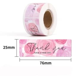 120pcs Rectangle Thank You For Your Order Sticker for packaging Stationary Stickers Roll Black Pink Transparent Thank you labels