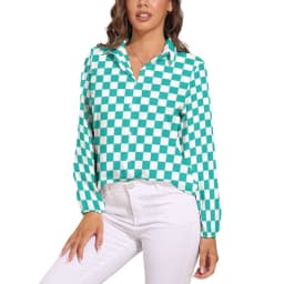 Black Checkerboard Blouse Classic Black and White Checker Office Print Blouses Women Autumn Oversize Long Sleeve Casual Shirts