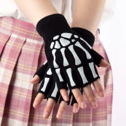 1Pair Black Unisex Half Finger Fingerless Gloves for Women Men Wool Knit Wrist Cotton Gothic Gloves Winter Warm Workout Gloves