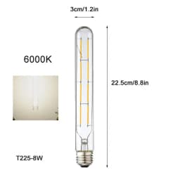 100-240V 6000K LED Filament Light Bulb 110V 120V 6500K Tubular Edison Bulbs T10 T185 T225 T30 T300 Long Tube 4W 6W 8W LED Bulb