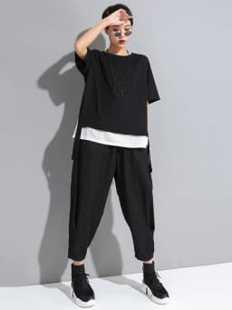 [EAM] High Elastic Waist Black Pleated Long Wide Leg Trousers New Loose Fit Pants Women Fashion Tide Spring Summer 2026 1U320