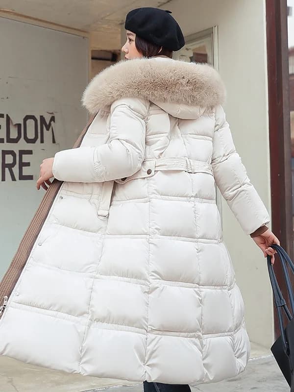 Slim Fit Long Over-Knee down Cotton Jacket Women's Fashionable Commute Style Korean Brand Lobeensind Winter Thickened Coat