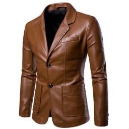 2026 Men Slim Autumn New Causal Vintage Leather Jacket Coat Men Design Motorcycle Biker Zipper Pocket PU Leather Jacket Coat