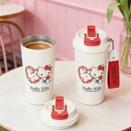 X&W Hello Kitty Theme Insulated Cup 316 Stainless Steel Girl Cute Straw Cups Portable Outdoor Travel Vaccum Flask Perfect Gift
