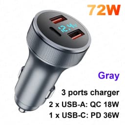 MZX 60W Smart Car Charger PD Type C Quick Dual USB A Fast Charging 12V 12 V Volt Cigar Lighter Ultra QC Charge Mobile Cell Phone