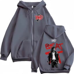 The King of Pop Michael Jackson Bad Era Zipper Hoodies Men Women Fashion Gothic Jacket Sweatshirt Coat Long Sleeve Zip Up Hooded