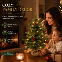 Artificial Christmas Tree Pure PE+PVC+Red Fruit High-grade Desktop Small Christmas Tree 45cm/60cm Family Christmas Decorations