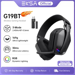 EKSA G19BT 2.4GHz Wireless Gaming Headphones Bluetooth 5.4 3.5mm Headset 30ms Latency 40mm 35H Playtime for PC PS5 Xbox Foldable
