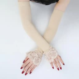 Summer Sunscreen Lace Half Sleeve UV Protection Ice Silk Arm Sleeves Lady Driving Cycling Long Gloves Hand Protector Cover