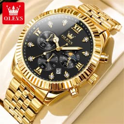 OLEVS 2932 High End Men's Watch Classic Lunar Phase Waterproof Stainless Steel Chronograph Watch Luxury Brand Quartz Men's Watch