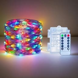 LED Fairy Lights Battery Operated Twinkle String Lights, Copper Wire Dimmable Firefly Lights with Remote Control Timer 8 Modes