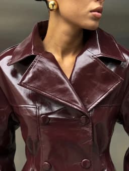 Solid PU Leather Women's Jacket Mini Skirt Set Lapel Neck Full Sleeve Double Breasted Coat Suit 2025 Autumn Stylish Edgy Outfit