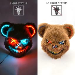 Hot Bloody Rabbit Bear Luminous LED Mask Halloween Horror Bunny Mask Carnival Party Props Cosplay Dress Up Headgear