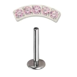 G23 Titanium Ear PIERC Curved Bar Earrings 5 CZ Paved Top Cartilage Threaded Labret Stud Tragus Lip Ring Body Piercing Jewelry