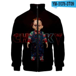 Coats Horror Movie Chucky Stand Collar Jackets Seed of Chucky Sweatshirt Cosplay Costume Long Sleeve Zipper Hoodies
