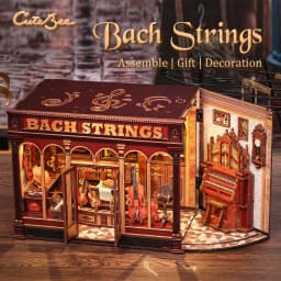 CUTEBEE Book Nook Kit 3D DIY Dollhouse with LED Light Bookshelf Insert Street Shop Series Miniature Model For Home Party Decor