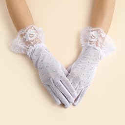 Women Sexy Lace Wrist Mesh Flash Diamond Thin Transparent Short Gloves Club Nightclub Party Cosplay Performance Accessories